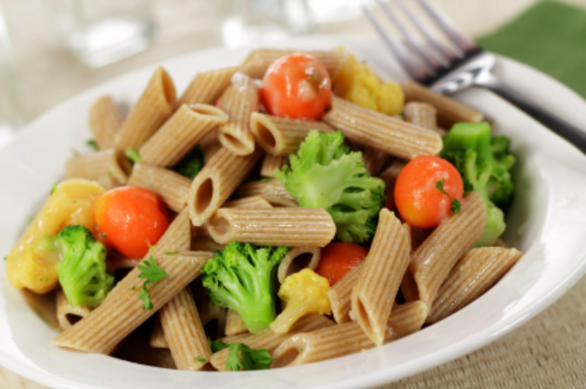 pasta salad made with whole wheat noodles