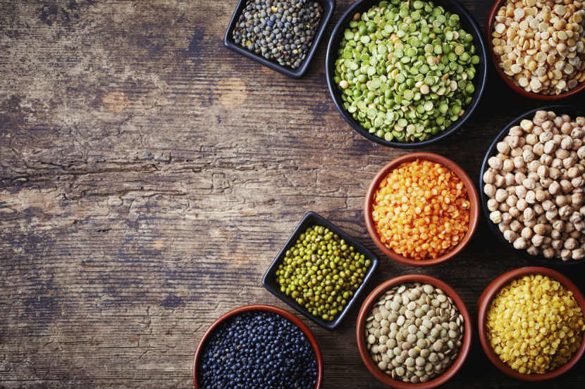 legumes, split peas, green peas, red lentils, black beans