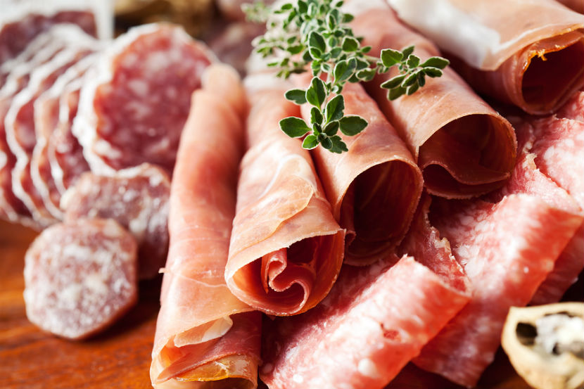 a selection of processed meats