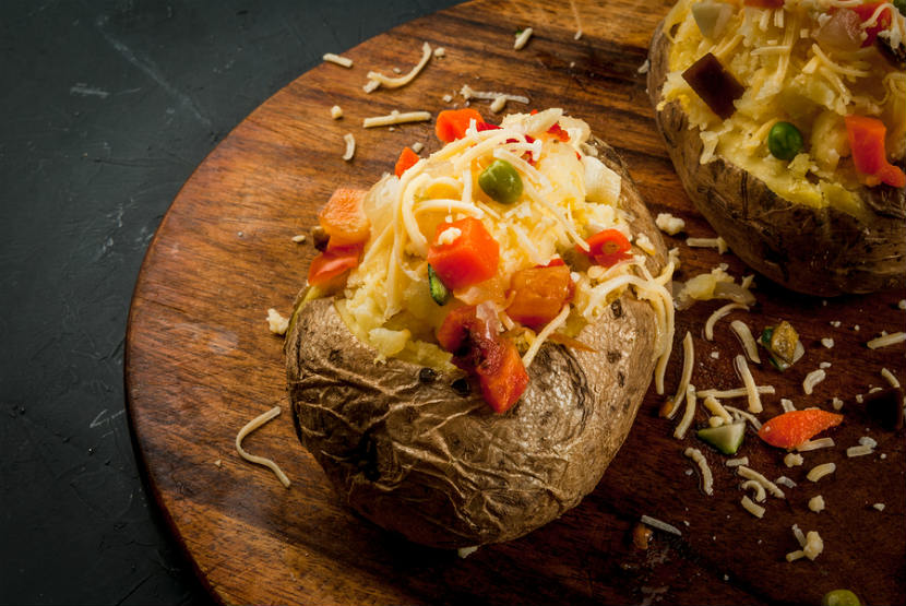 baked potato, stuffed baked potato, recipe, baked potato medley, russet potato