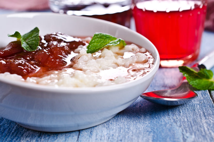 brown rice pudding, strawberry, recipe, rice pudding