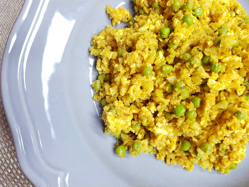 french recipe, Indian recipe, Indian cauliflower paneer and peas bhurji